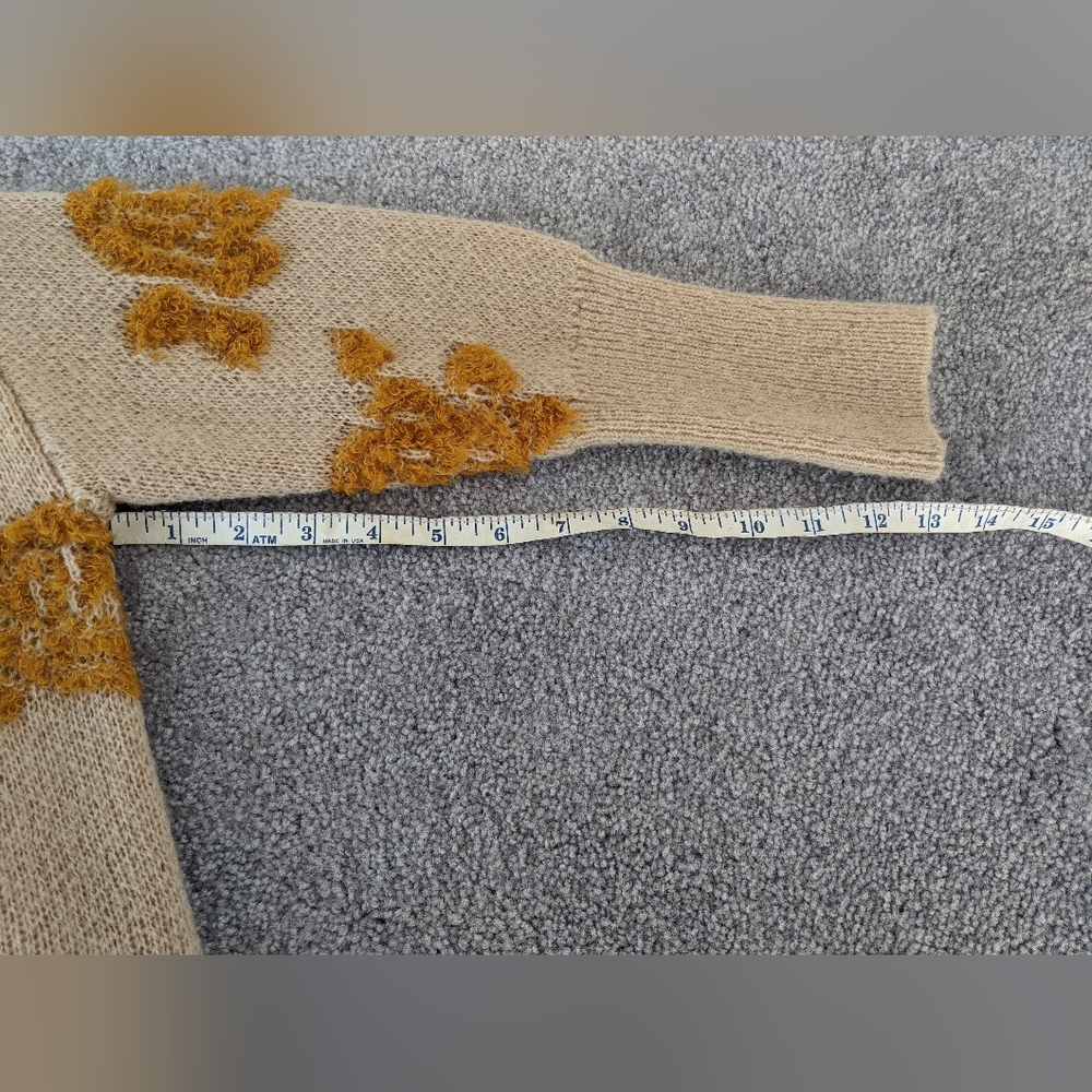 Anthropologie Floral Cardigan Cream & Gold - Picture 10 of 11